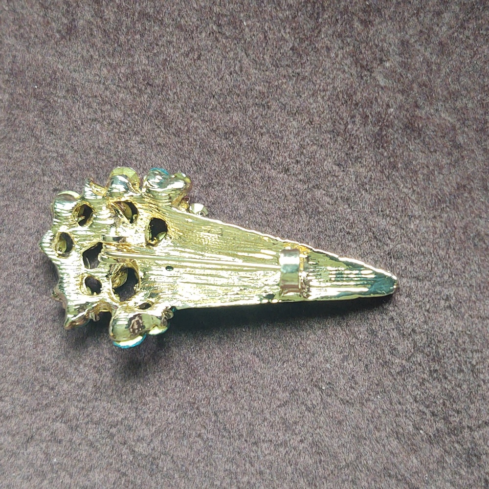 Multicolor Crystal Ice Cream Cone Brooch - Gold Tone - Picture 2 of 3